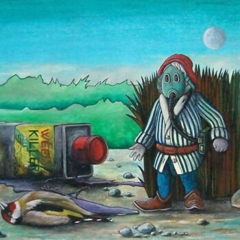 「weed killer」というタイトルの絵画 Vincenzo Squillaciotiによって, オリジナルのアートワーク, テンペラ
