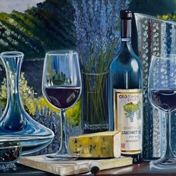 Painting titled "Dégustation" by Anna Pavlovich-Naneva, Original Artwork, Oil Mounted on Wood Stretcher frame
