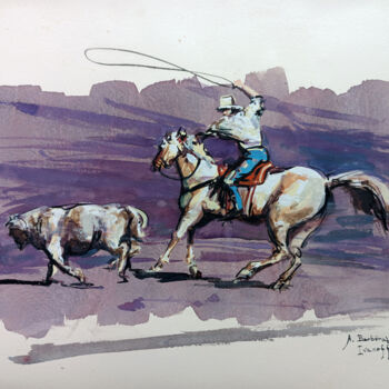 Painting titled "Mouvement pris au l…" by Alexandre Barberà-Ivanoff, Original Artwork, Gouache