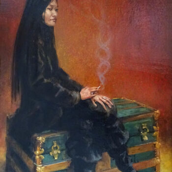 Painting titled "Trésor d'Orient" by Alexandre Barberà-Ivanoff, Original Artwork, Oil Mounted on Wood Stretcher frame