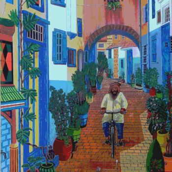 Painting titled "ballade en famille" by Gilbert Devesa, Original Artwork, Acrylic Mounted on Wood Stretcher frame