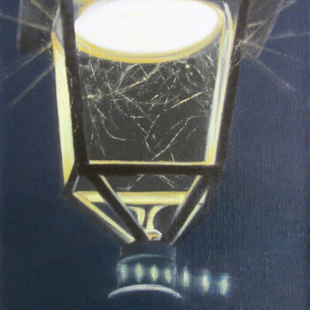 Painting titled "Farola" by Josep Maria Fontanet Sureda, Original Artwork, Oil Mounted on Wood Stretcher frame