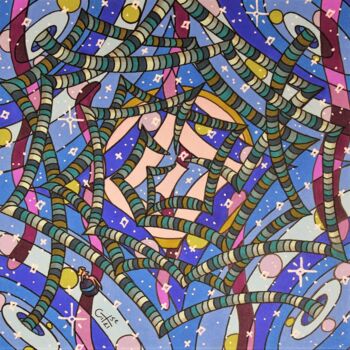 Dessin intitulée "Galaxie marine dans…" par Vincent Gibert, Œuvre d'art originale, Marqueur
