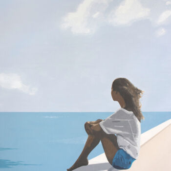 Painting titled "Happy solitude" by Daniel Gibert, Original Artwork, Oil Mounted on Wood Stretcher frame