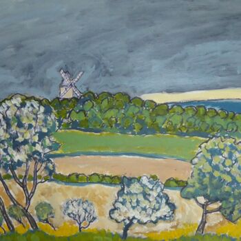 Painting titled "Le moulin à St Mich…" by Nicolas Cavuoto, Original Artwork, Oil