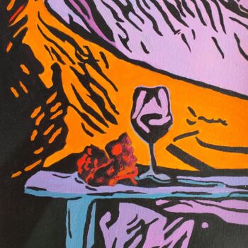 Painting titled "Grapes and Wine Day" by Wannott Bakker, Original Artwork, Acrylic
