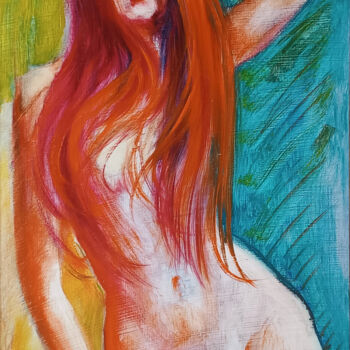 Malerei mit dem Titel "💘Toute Nue 💘Fully N…" von Isabel Mahe, Original-Kunstwerk, Öl Auf Karton montiert