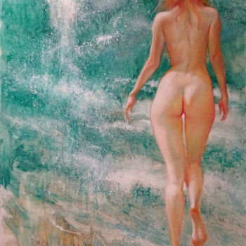 Painting titled "🌊Mer d'Emeraude 🌊Em…" by Isabel Mahe, Original Artwork, Oil