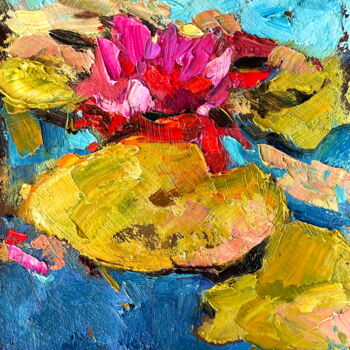「Pond  Lily Oil Pain…」というタイトルの絵画 Lena Ruによって, オリジナルのアートワーク, オイル
