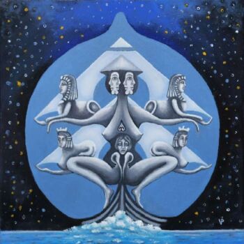 Pittura intitolato "The ship of life in…" da Krisline, Opera d'arte originale, Olio