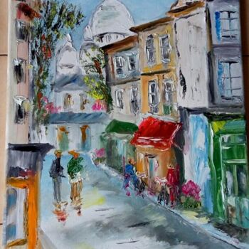 Painting titled "PARIS LE SACRE COEU…" by Jean Pierre Jumeaux, Original Artwork, Oil Mounted on Wood Stretcher frame
