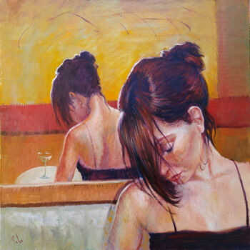 Peinture intitulée "🍸 Le petit Vin blan…" par Isabel Mahe, Œuvre d'art originale, Huile Monté sur Châssis en bois