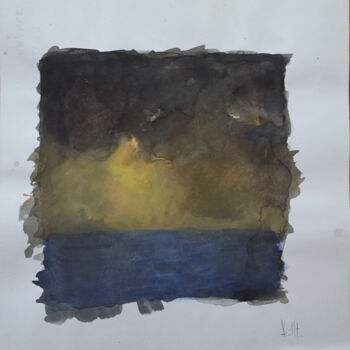 Peinture intitulée "SOLEIL NOCTURNE" par Xavier Auffret, Œuvre d'art originale, Gouache