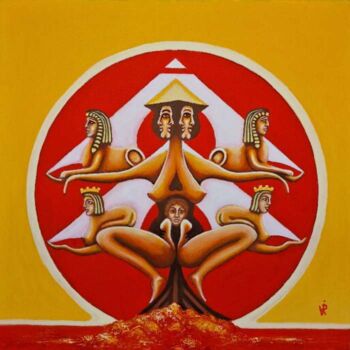 Peinture intitulée "The ship of life in…" par Krisline, Œuvre d'art originale, Huile