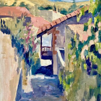 Malerei mit dem Titel "Vouny Village on Cy…" von July Kinart, Original-Kunstwerk, Öl