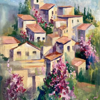Malerei mit dem Titel "Lofu Village" von July Kinart, Original-Kunstwerk, Öl