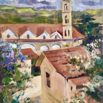 Malerei mit dem Titel "A temple in the old…" von July Kinart, Original-Kunstwerk, Öl