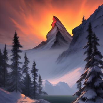 Digital Arts με τίτλο "Matterhorn" από Michael C Bertsch, Αυθεντικά έργα τέχνης, Εικόνα που δημιουργήθηκε με AI
