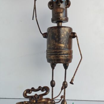 Escultura intitulada "Энтомолог" por Steampunker_ukraine, Obras de arte originais, Alumínio