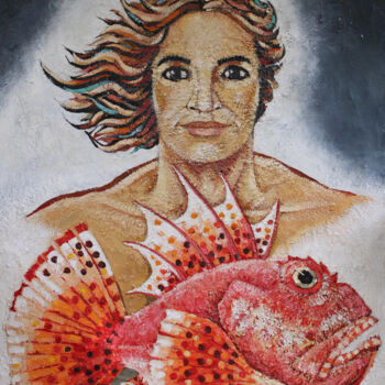 Pittura intitolato "El bello pescador.…" da Albert Cruells, Opera d'arte originale, Acrilico Montato su Telaio per barella i…