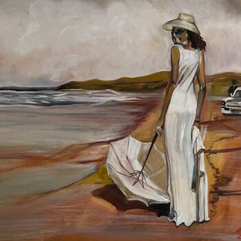 Peinture intitulée "Lady in white" par Anna Pavlovich-Naneva, Œuvre d'art originale, Huile Monté sur Châssis en bois