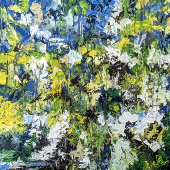 Painting titled "La ligne des arbres" by Nicole Caron, Original Artwork, Oil