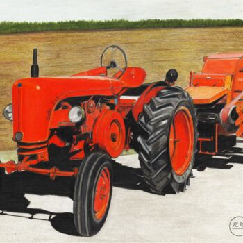 Drawing titled "Le combat de Tracto…" by Pierre Bayet, Original Artwork, Pencil