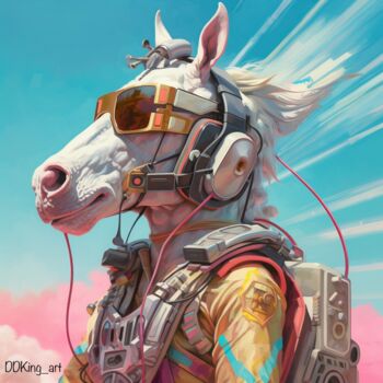 Digitale Kunst getiteld "Space Horse" door Ddking, Origineel Kunstwerk, Digitaal Schilderwerk
