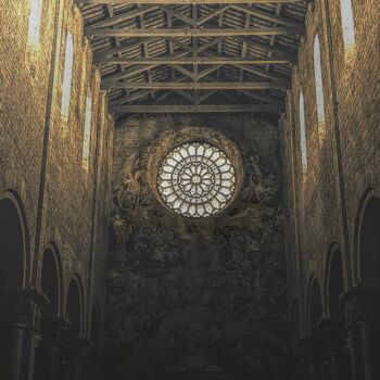 Photography titled "LA ROSACE • IL DUOM…" by Astr, Original Artwork, Digital Photography Mounted on Wood Stretcher frame
