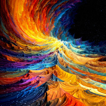 Artes digitais intitulada "Space Waves Orbitin…" por Justyna Jaszke, Obras de arte originais, Imagem gerada por IA