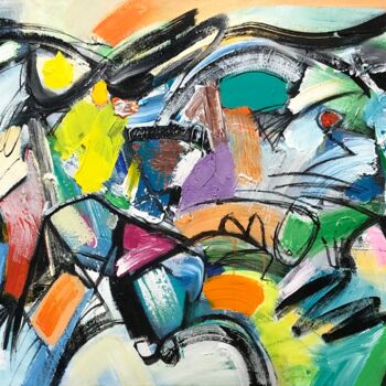 Painting titled "Abstract (The circu…" by Tung Duc Pham, Original Artwork, Acrylic Mounted on Wood Stretcher frame