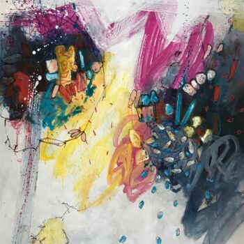 Painting titled "PREMIERE PLUIE" by Francine Scrignac, Original Artwork, Acrylic Mounted on Wood Stretcher frame