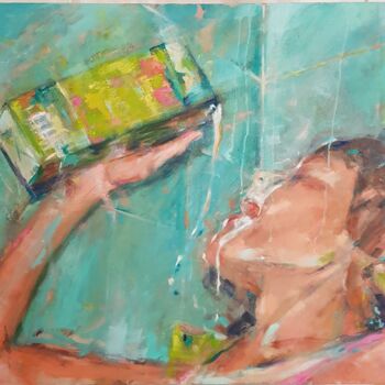 Painting titled "Rafraichissement" by Isabelle Cotillard, Original Artwork, Oil Mounted on Wood Stretcher frame