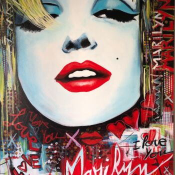 Peinture intitulée "MARILYN MONROE LOVE" par Michel Pawlak, Œuvre d'art originale, Acrylique Monté sur Châssis en bois