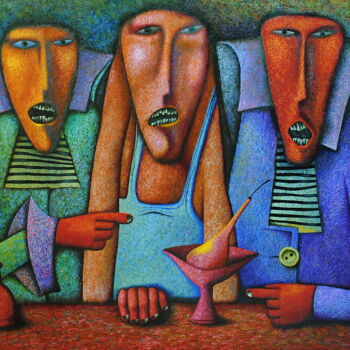 Painting titled "Sailors' testimonies" by Andrej Losovoj, Original Artwork, Oil Mounted on Wood Stretcher frame