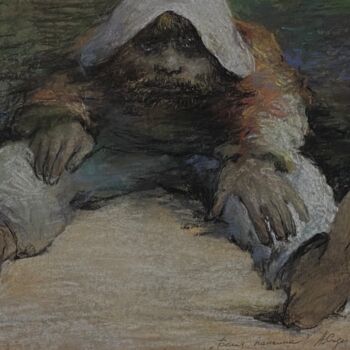 Peinture intitulée "Le panama blanc" par André Sofine, Œuvre d'art originale, Pastel Monté sur Carton