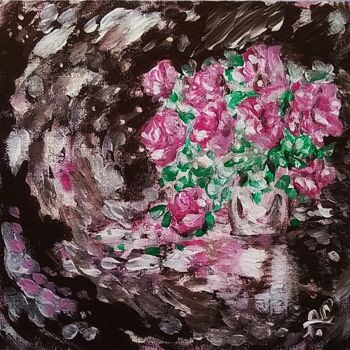 Malerei mit dem Titel "Roses in reflected…" von Karolina Ingo (Karolina Navi -Ingo), Original-Kunstwerk, Acryl