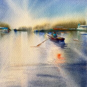 「Walk on the river-…」というタイトルのデジタルアーツ Mkateによって, オリジナルのアートワーク, 水彩画