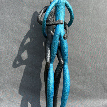 Sculpture intitulée "Couple bleu" par Laurent Messager, Œuvre d'art originale, Ciment