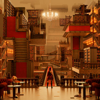 Digitale Kunst getiteld "Bibliotheca Aeterna…" door Onur Berk Ömeroğlu, Origineel Kunstwerk, Digitaal Schilderwerk