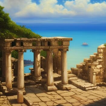 Digital Arts titled "greek island 00000" by Michael C Bertsch, Original Artwork, 2D Digital Work