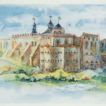제목이 "Medzhybizh Castle"인 미술작품 Olha Tielushkina로, 원작, 수채화