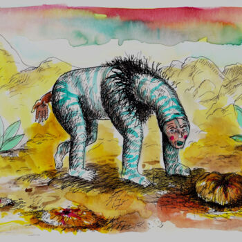 Zeichnungen mit dem Titel "Vieux Zôbre" von Patrick Jannin, Original-Kunstwerk, Tinte