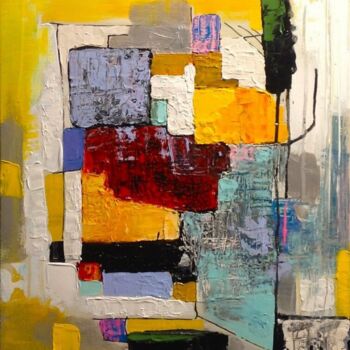 Painting titled "Imaginaire abstract…" by Claude Lépine, Original Artwork, Acrylic Mounted on Wood Stretcher frame