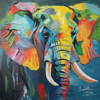 绘画 标题为“The Colorful Elepha…” 由Isabelle Jura, 原创艺术品, 丙烯