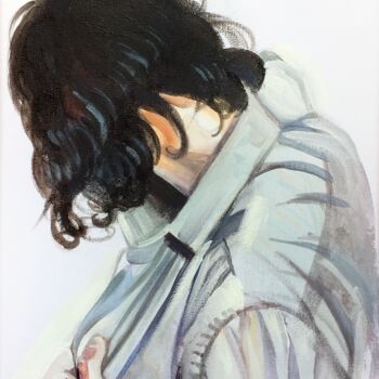 Schilderij getiteld "Shroud VI." door Szabrina Maharita, Origineel Kunstwerk, Acryl Gemonteerd op Frame voor houten brancard