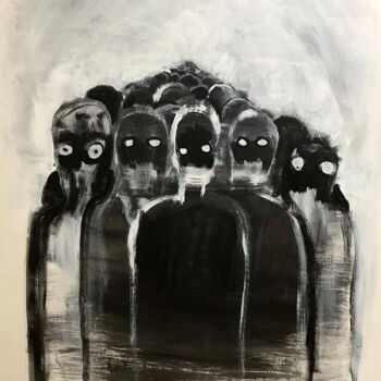 Painting titled "Crowd" by Vaxo Lang, Original Artwork, Acrylic