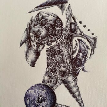 Zeichnungen mit dem Titel "COMPLEXITY" von Iyad Abbas, Original-Kunstwerk, Kugelschreiber