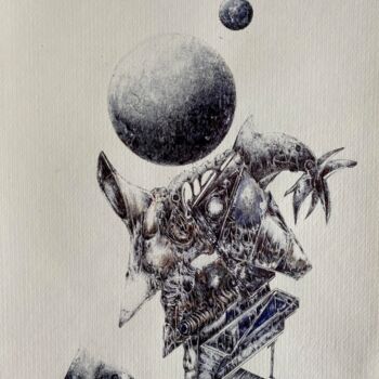 Zeichnungen mit dem Titel "Contradictions" von Iyad Abbas, Original-Kunstwerk, Kugelschreiber