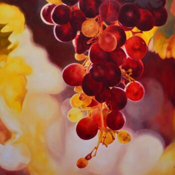 Painting titled "Mediterranean grape…" by Istvan Cene Gal, Original Artwork, Oil Mounted on Wood Stretcher frame